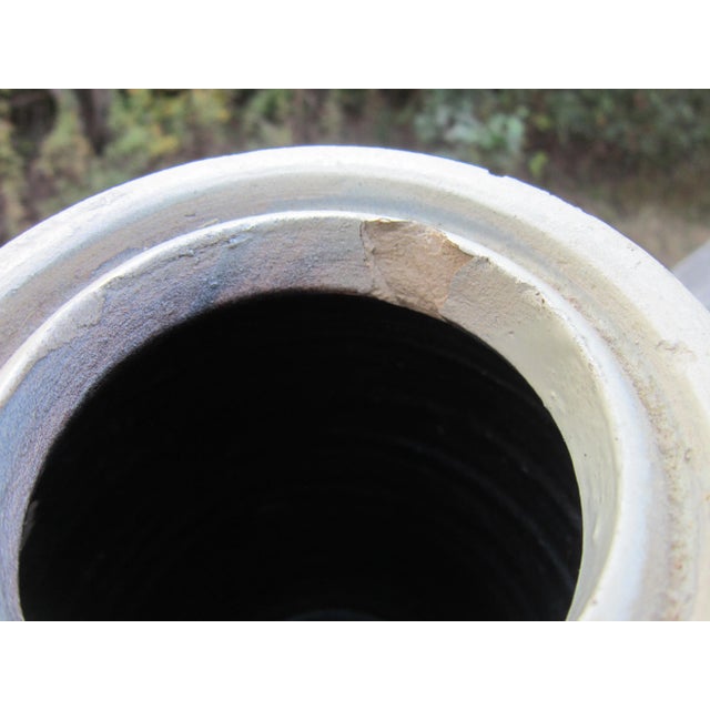 Cream Antique Stoneware Crock Cream With Flower Decal 8 3/4" Tall Approx. For Sale - Image 8 of 11