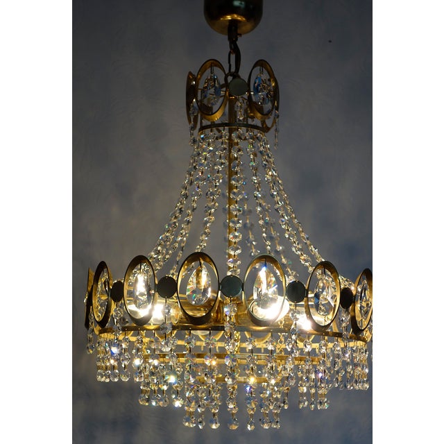 Brass and Lead Crystal 4-Light Chandelier from Weinfurtner, 1970s For Sale - Image 13 of 14