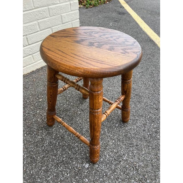 Wood Mid 20th Century Pair of Vintage Rustic Farmhouse Solid Oak Footstools For Sale - Image 7 of 11