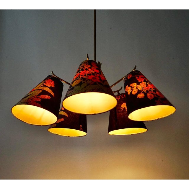 Mid-Century Modern Brass Hanging Light with Original Shades, 1950s For Sale - Image 18 of 18