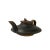 This is a handmade Chinese accent decorative art teapot made of ceramic in brown black mix color with brown tan rim. ( Not...