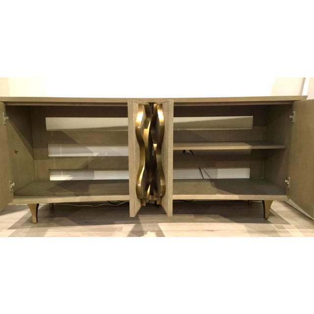 Modern Grasscloth Wave Media Cabinet For Sale In Atlanta - Image 6 of 8