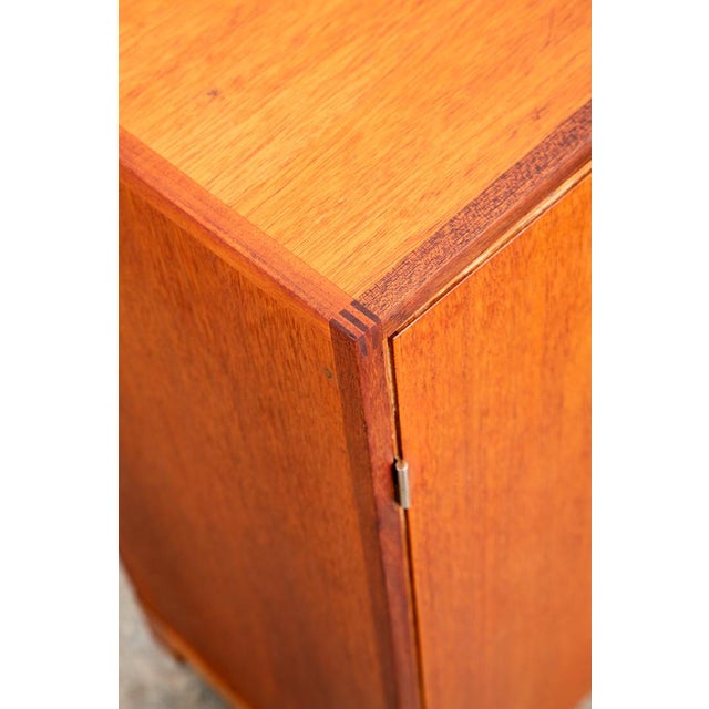 Wood 1960s Mid Century Danish Modern Compact Cabinet Teak Table Dresser Top Doors Denmark For Sale - Image 7 of 12