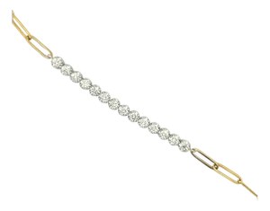1.05 Carat Natural Diamond 14 Karat Yellow Gold Paper Clip Bracelet