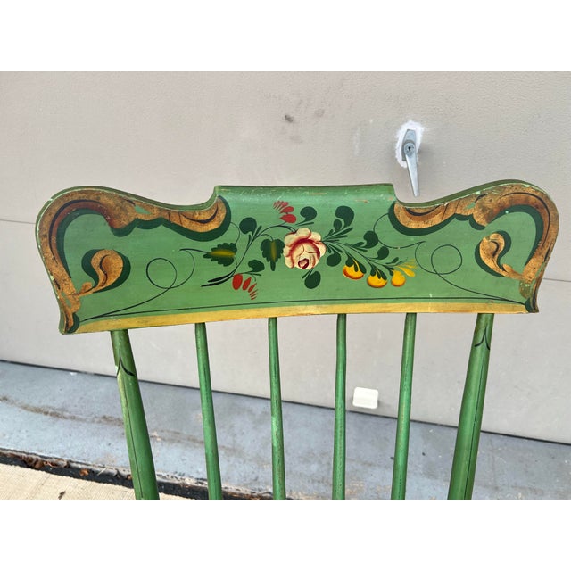 Antique Pennsylvania Paint Decorated Plank Seat Farmhouse Rocking Chair, 1850’s Lancaster County, Pennsylvania. Found in...