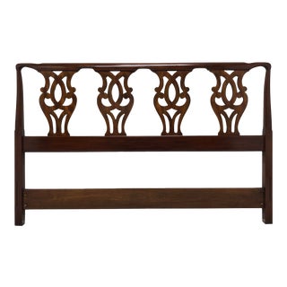 Henkel Harris Solid Mahogany Chippendale Queen Headboard For Sale