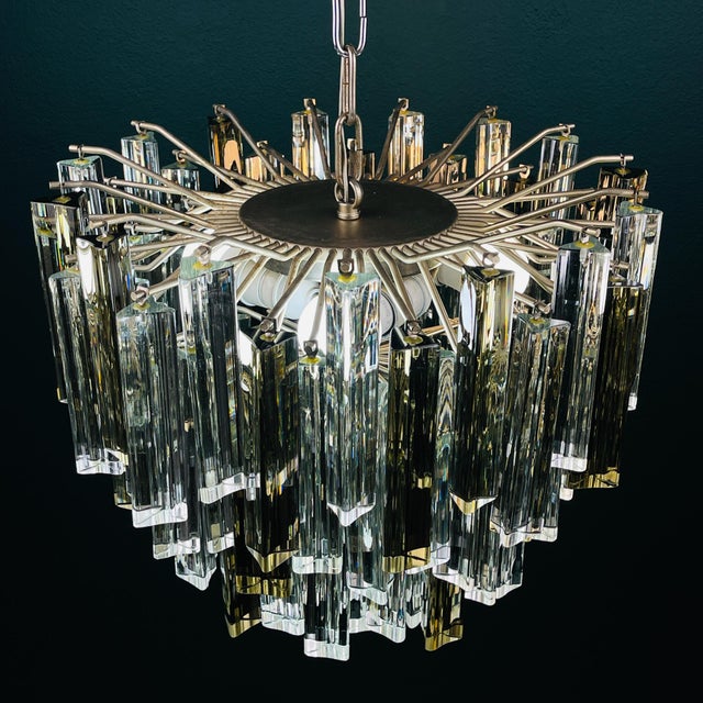 1970s Vintage Italian Murano Glass Crystal Prism Chandelier from Venini, 1970s For Sale - Image 5 of 18