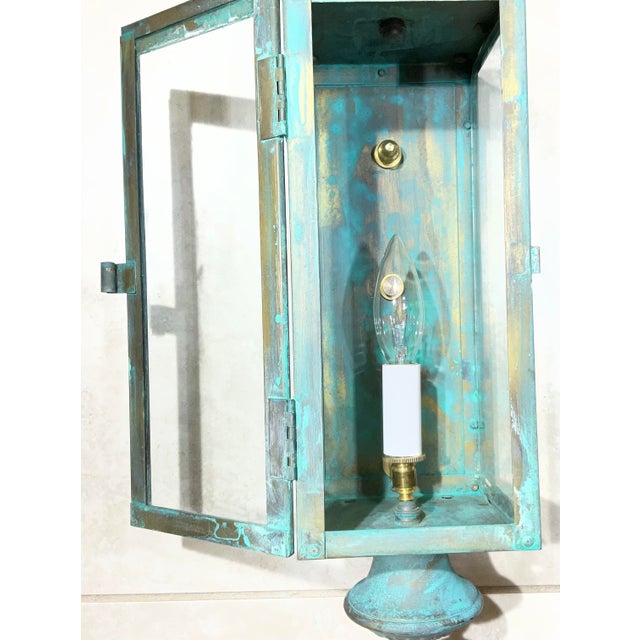 Single Vintage Solid Brass Wall Hanging Lantern For Sale - Image 13 of 16