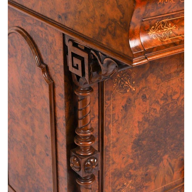 Antique Victorian Burr Walnut and Inlaid Pop Up Davenport Desk, 19th Century For Sale - Image 16 of 18
