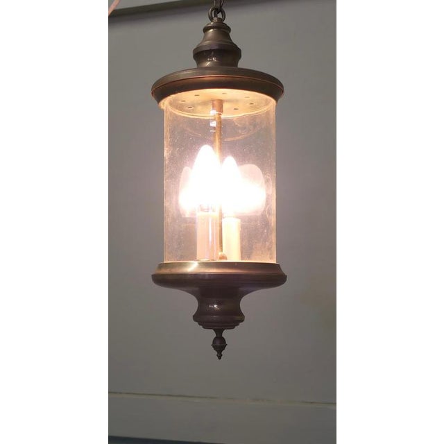 French Brass and Glass Lantern, 1900s For Sale - Image 4 of 8