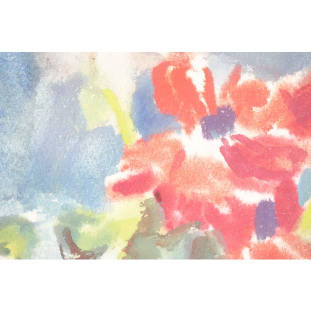 Flowers Vase Original Watercolor on Watercolor Paper For Sale - Image 4 of 5