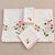Beautiful vintage mid-century cotton tablecloth with 11 coordinating napkins, featuring delicate hand-appliquéd pink...