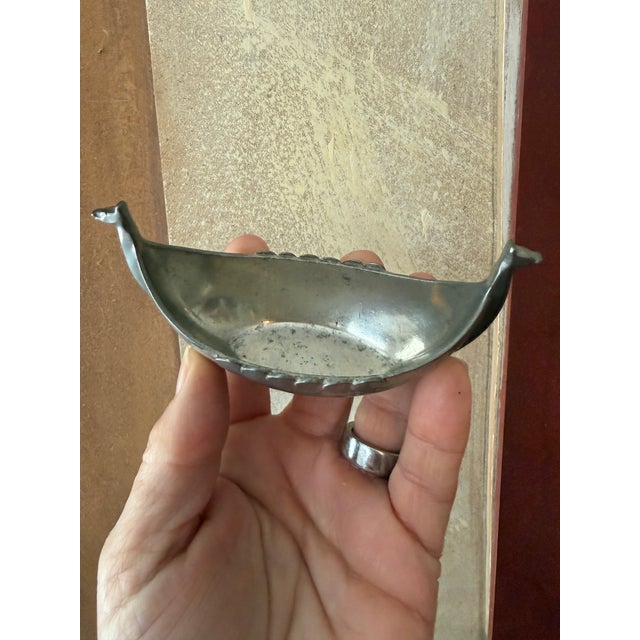Just Andersen Danish Pewter Viking Ship Dish | Scandinavian Trinket Catchall Desk Decor For Sale - Image 10 of 11