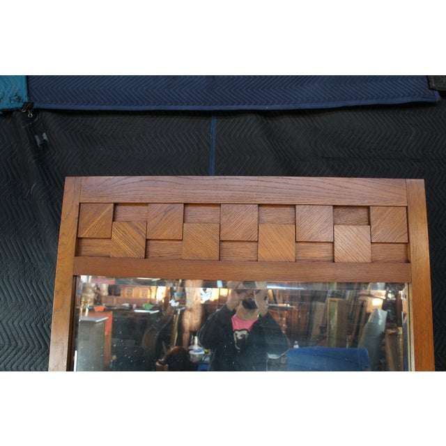 Brown 1970s Lane Staccato Mid Century Modern 9 Drawer Oak Brutalist Mirrored Dresser Lowboy For Sale - Image 8 of 13