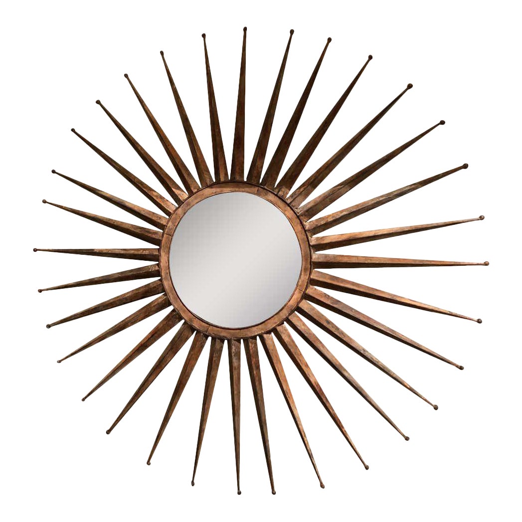 Monumental Mid Century Rustic Metal Starburst Mirror Chairish