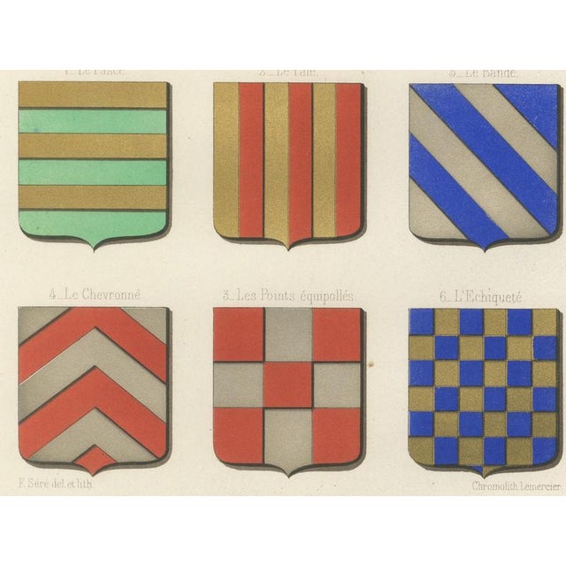 Ferdinand Séré, Heraldic Figures and Secant Partitions, 1851, Chromolithograph For Sale - Image 6 of 9