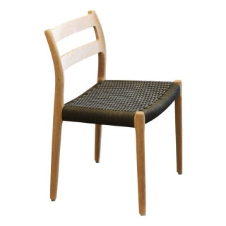 Model 84 Chairs in Oak with Black Cardboard Cord Wicker Seats by Niels Otto (N. O.) Møller for J. L. Møllers, 1960s, Set of 6 For Sale
