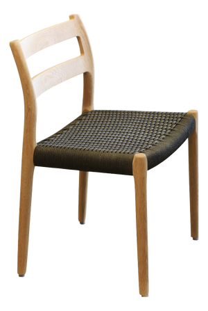 Model 84 Chairs in Oak with Black Cardboard Cord Wicker Seats by Niels Otto (N. O.) Møller for J. L. Møllers, 1960s, Set of 6