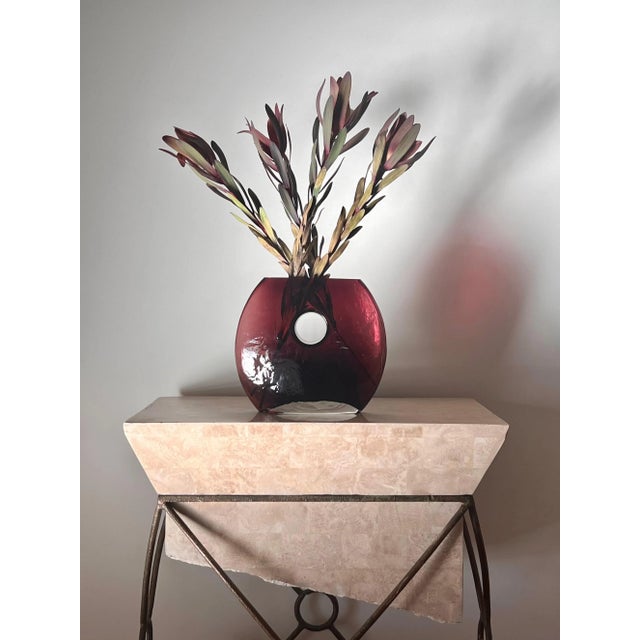 Auburn A Modernist Art Glass “Donut” Vase In Aubergine, Late 20Th Century For Sale - Image 8 of 12