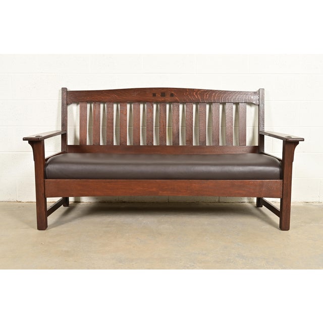 Limbert Antique Mission Oak Arts & Crafts Settle Sofa, Circa 1910 For Sale - Image 17 of 17