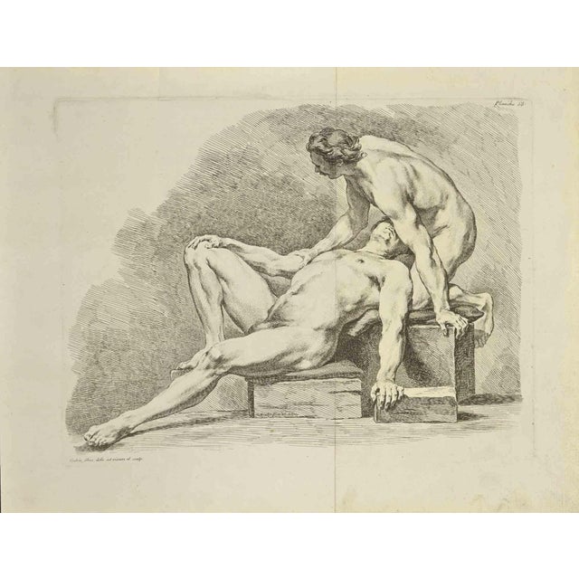 Nicholas Cochin, Two Nudes, Etching, 1755 For Sale