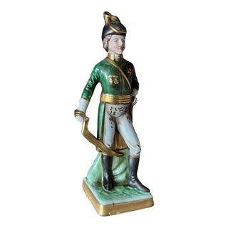 Vintage Hand-Painted Capodimonte Porcelain Figurine of a Napoleonic Soldier For Sale