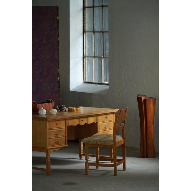 Mid-Century Modern Danish Freestanding Oak Writing Desk by Henning Kjærnulf, 1960 For Sale - Image 3 of 18