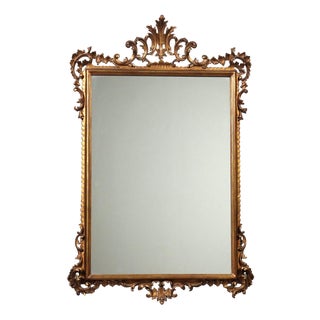 20th Century Mirror with Gilded and Carved Wooden Frame, Italy For Sale