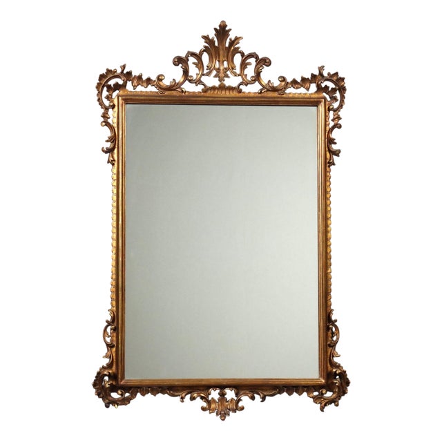 20th Century Mirror with Gilded and Carved Wooden Frame, Italy For Sale