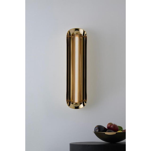 Contemporary Oblong Flint Fluted Wall Lamp by Jennifer Midoz For Sale - Image 3 of 10