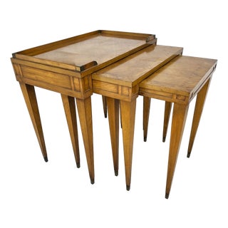 1960s Mid Century Modern Walnut Nesting Tables by Heirloom Weiman Collection For Sale