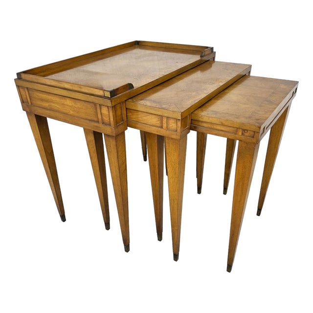 1960s Mid Century Modern Walnut Nesting Tables by Heirloom Weiman Collection For Sale