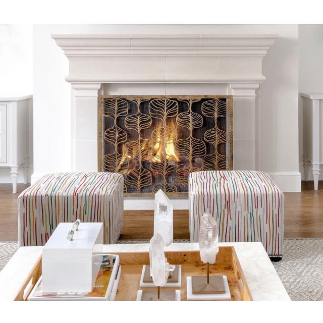 Not Yet Made - Made To Order Tobacco Fig Leaf Fireplace Screen Iron For Sale - Image 5 of 12