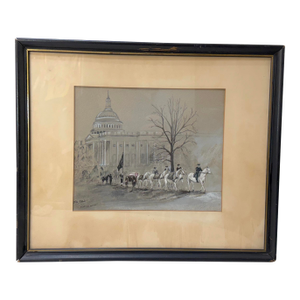 Vintage Original 1963 Mary Jo Waters JFK Presidential Funeral Acrylic Painting