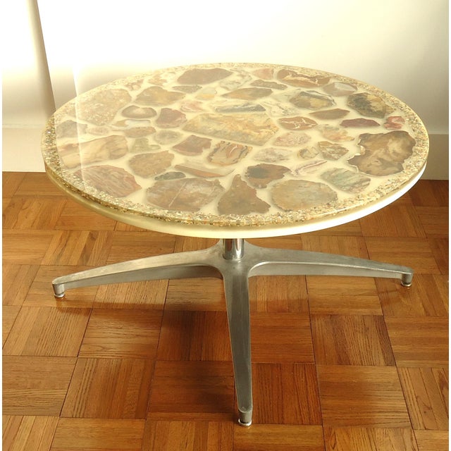 MCM Lucite Coffee Table With Agate Slices Chairish