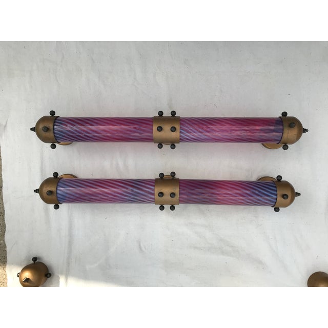 Murano Art Deco Hand Blown Glass Sconces - a Pair For Sale - Image 4 of 12