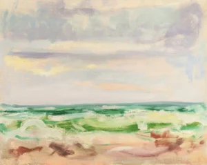 'Ocean Breakers at Sunset' by Mogens Valeur, 1963, Post-Impressionist Seascape