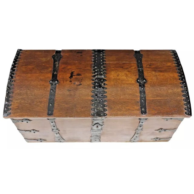 Handsome Antique Coffer, Storage Chest English, Iron-Strapped, Oak, Dome-Topped, 1800s, 19th Century! This antique coffer...