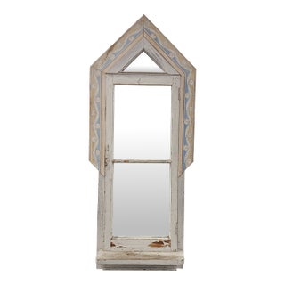 Vintage Reclaim Wood Painted Mirror With Shelf For Sale