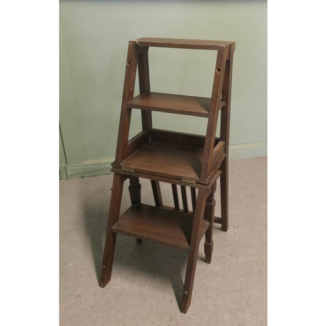 Wood Edwardian Metamorphic Library Steps, 1900 For Sale - Image 7 of 8