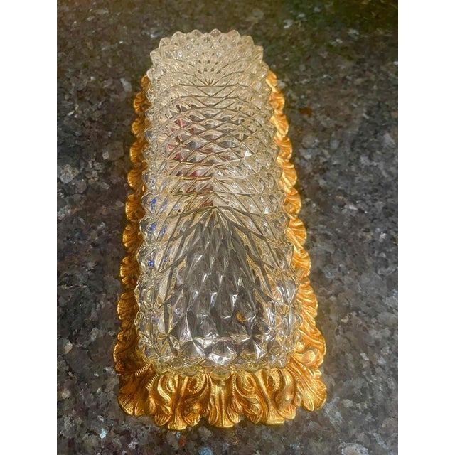1950s Vintage Diamond-Cut Crystal and Gilt Bronze Sconces from Glashütte Limburg, 1950, Set of 4 For Sale - Image 5 of 8