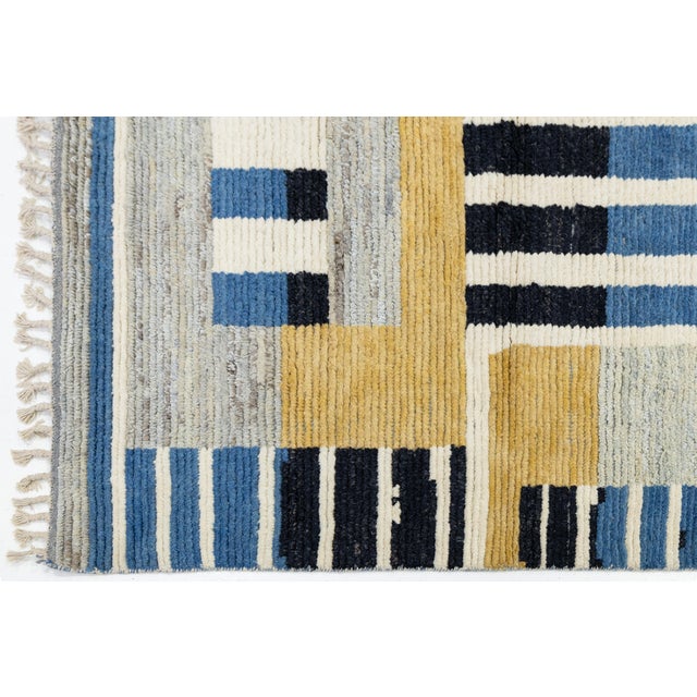 Abstract Geometric Hand-Knotted Wool Rug – Modern Moroccan Style 9x12 For Sale - Image 10 of 11