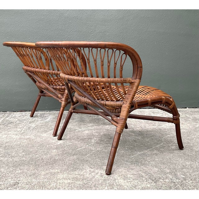 Vintage Bent Rattan Lounge Chairs - A Pair For Sale - Image 9 of 12