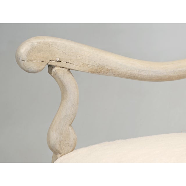 Antique French Shearling Upholstered Armchair, Restored For Sale - Image 11 of 12