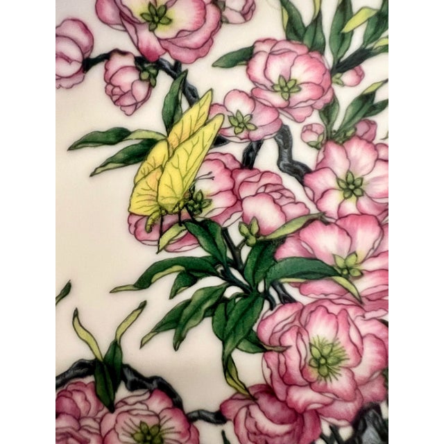 Ceramic Vintage Chinoiserie “Blossoms of the Japanese Year” Set of Three For Sale - Image 7 of 12