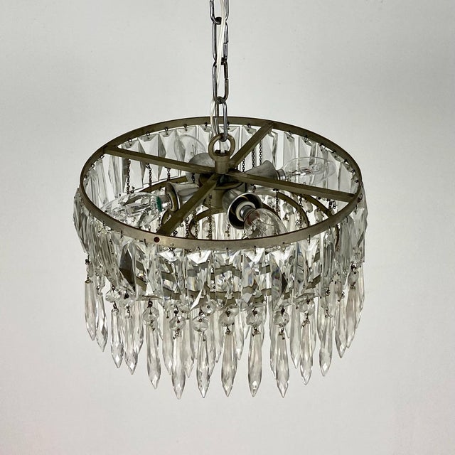 1940s Small Vintage Crystal Chandelier, 1940s For Sale - Image 5 of 7