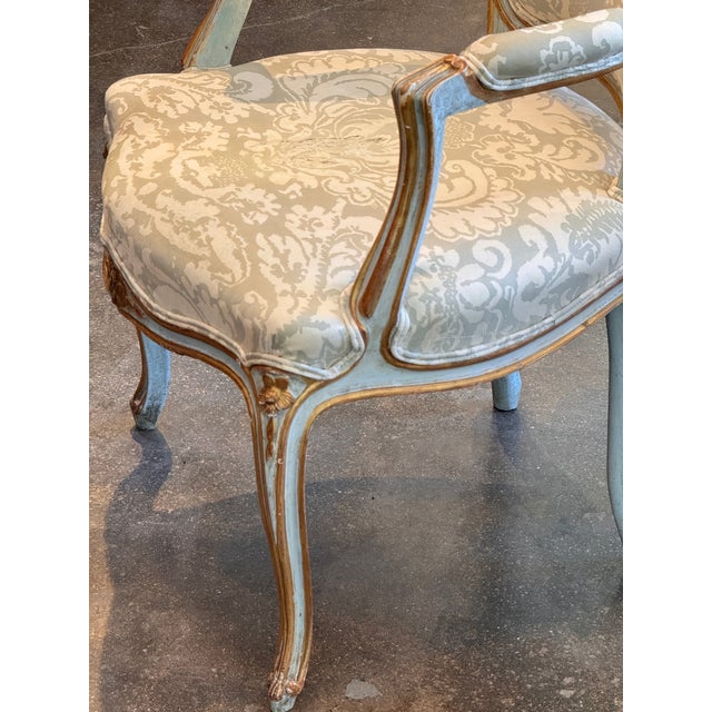 Pair of 19th Century Italian Painted and Parcel-Gilt Armchairs For Sale - Image 10 of 12