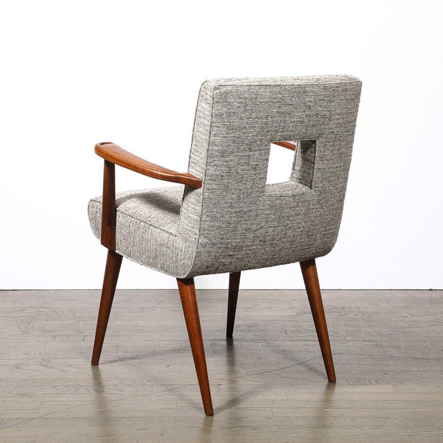 Set of 6 Mid-Century Modern Walnut Cutout Back Arm & Side Chairs by Paul Frankl For Sale - Image 15 of 17