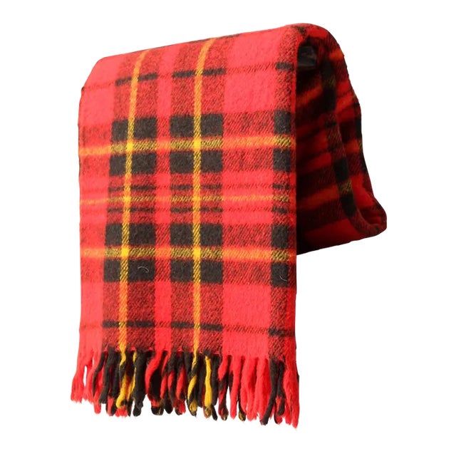 Vintage Plaid Throw Blanket For Sale