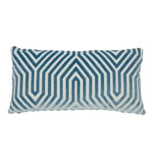 Contemporary Schumacher Vanderbilt Velvet Lumbar Pillow in Marine